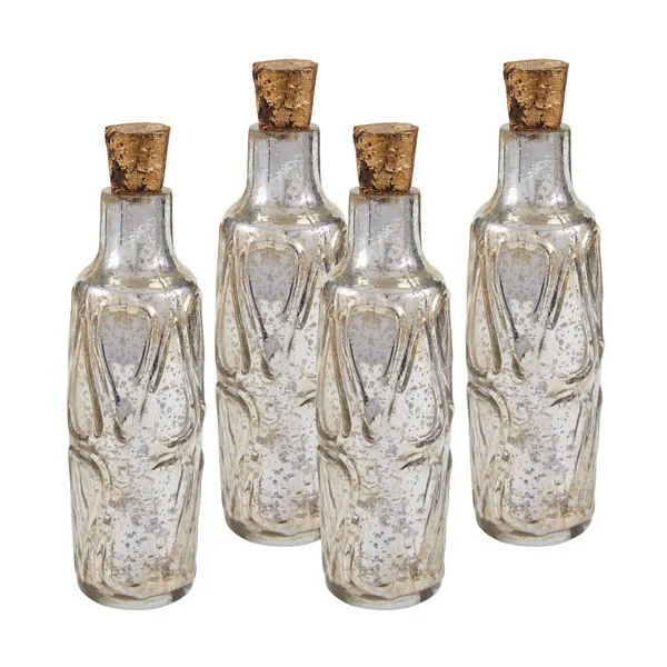 Product Image 1 for Set Of Four 10" Mouth Blown Mercury Glass Bottle from Elk Home
