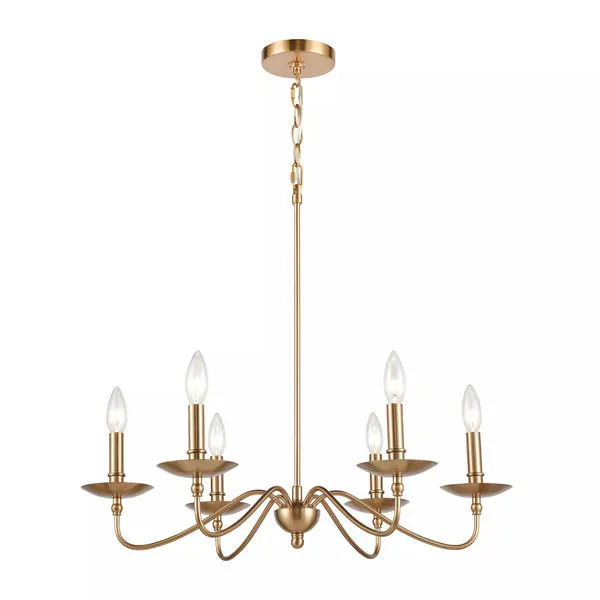 Product Image 1 for Wellsley 6 Light Small Chandelier In Burnished Brass from Elk Lighting
