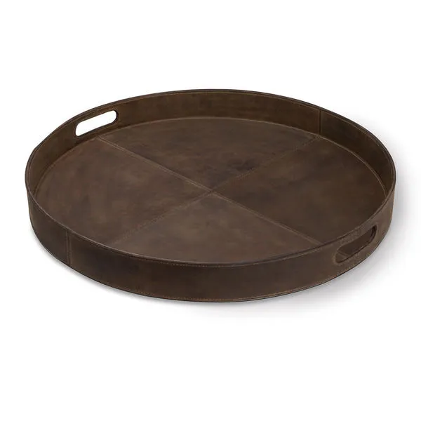 Product Image 1 for Derby Round Leather Tray from Regina Andrew Design