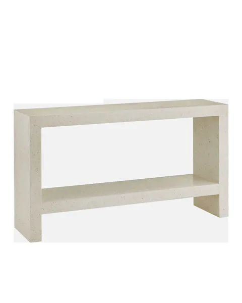 Carson Ivory Terrazzo Console Table with solid concrete construction and ivory terrazzo finish