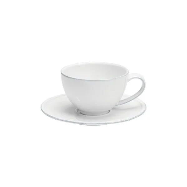 Product Image 4 for Friso Ceramic Stoneware Tea Cup and Saucer, Set of 6 - White from Costa Nova