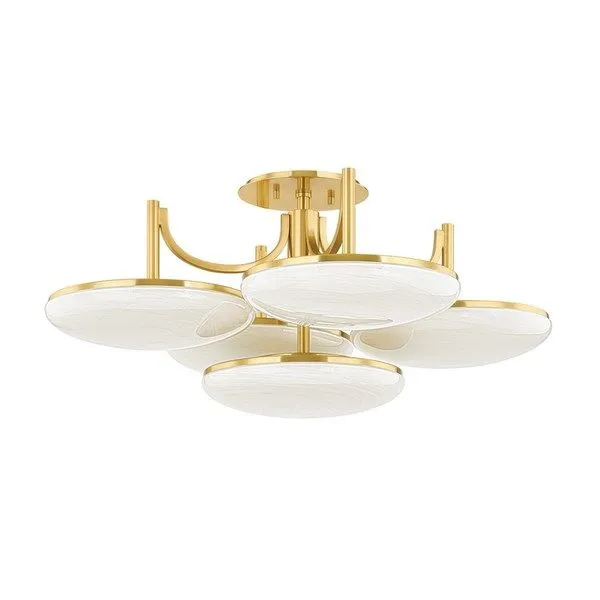 Product Image 1 for Bregman 5-Light Aged Brass Semi Flush from Hudson Valley