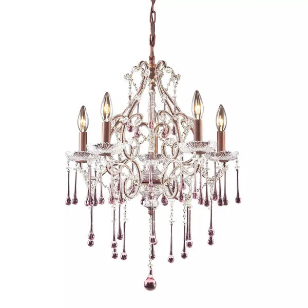 Product Image 1 for 5 Light Chandelier In Rust And Rose Crystal from Elk Lighting