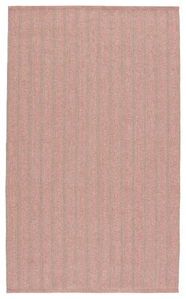 Braided indoor/outdoor rug in rose and taupe stripes with classic textured design