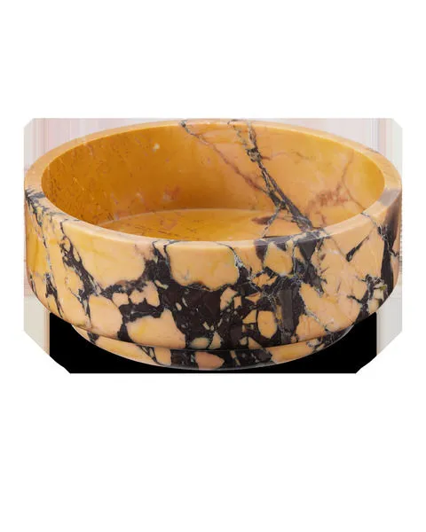 Medium-sized Digby Bowl made of purple breccia marble with peach and purple veins and a smooth rounded shape
