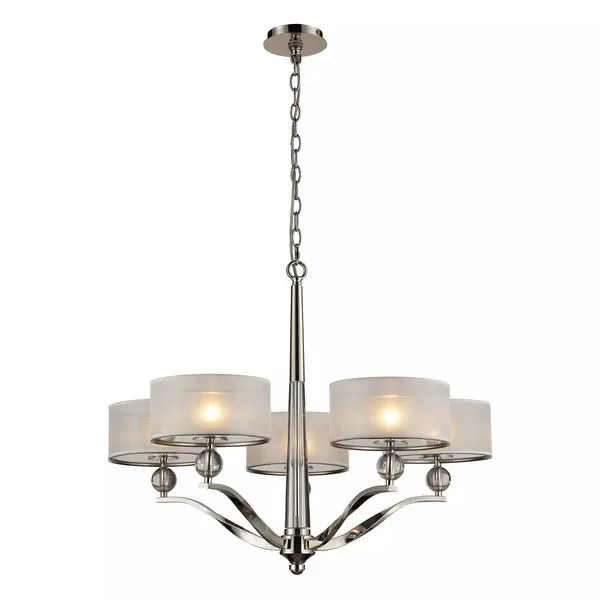 Product Image 2 for Corisande 5 Light Chandelier In Polished Nickel from Elk Lighting