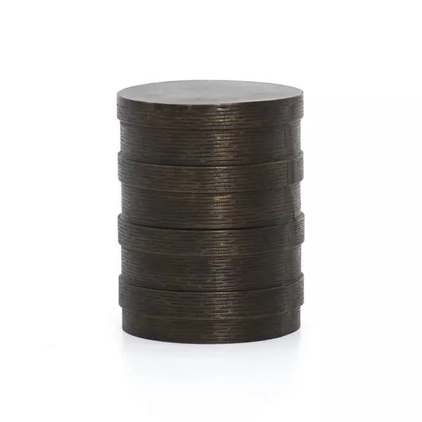 Product Image 1 for Trello Drum End Table Textured Brass from Four Hands