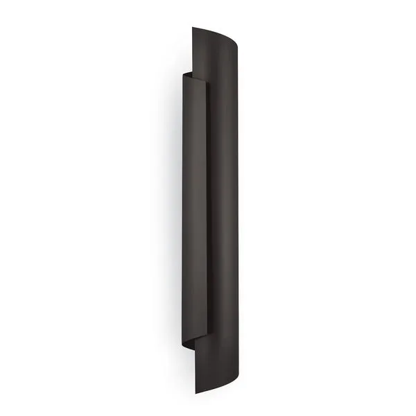 Flute Sconce with a sleek wrapped steel design in matte black, tall and curved for wall mounting