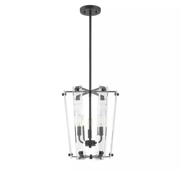 Product Image 1 for Everett 
 Matte Black 3 Light Foyer from Savoy House 