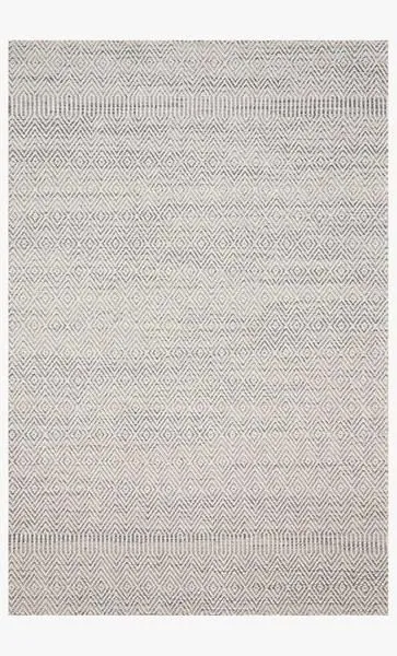 Cole Grey / Bone Rug with geometric diamond and chevron pattern in neutral grey and bone tones with varied pile texture