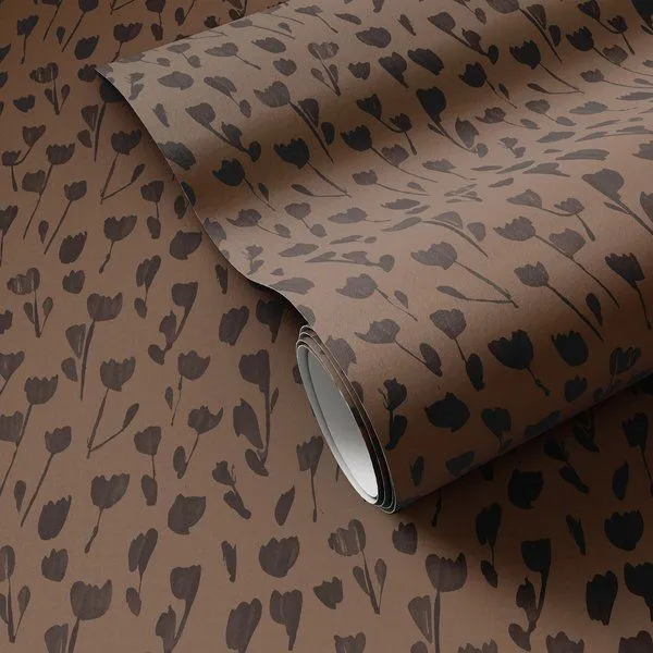 Product Image 1 for Wild Flowers I Black and Tan I Wallpaper by Roseanne Kenny from Four Hands