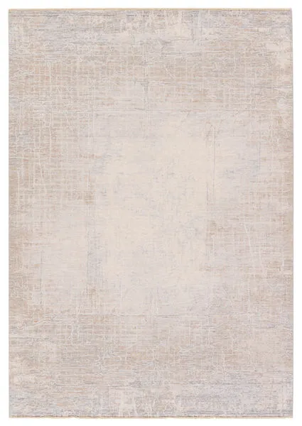 Palermo Modern Abstract Rug in tan, cream, beige, and gray with abstract textured design and slight sheen