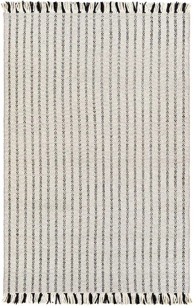 Product Image 1 for Reliance Hand-Woven Striped Wool Black / Light Gray Rug  - 5' x 7'6" from Surya