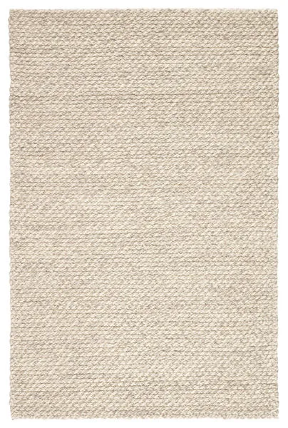 Chunky-knit wool area rug in solid gray and white with a clean Scandinavian style