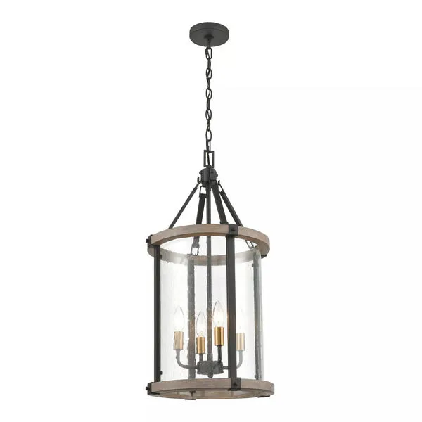 Product Image 1 for Geringer 4 Light Tall Pendant In Charcoal And Beechwood from Elk Lighting
