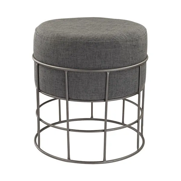 Product Image 1 for Pewter And Grey Linen Stool from Elk Home
