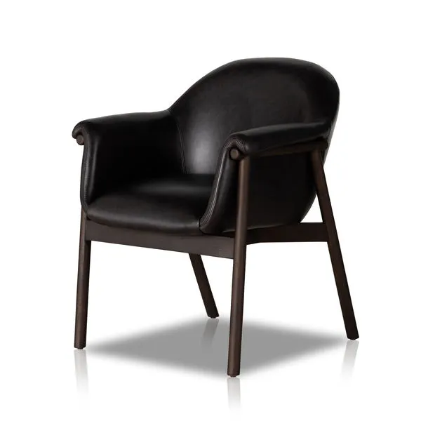 Product Image 1 for Sora Black Leather Dining Armchair from Four Hands