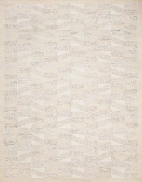 Evelina Natural Rug with subtle neutral geometric pattern in beige and cream tones, hand-woven texture