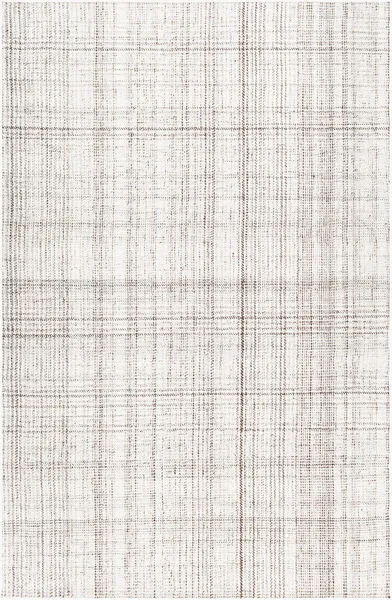 Ivory and charcoal hand-woven geometric flatweave rug with a subtle plaid pattern