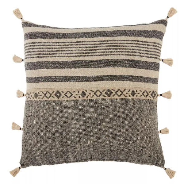Product Image 4 for Ikal Stripes Beige/ Dark Gray Throw Pillow 18 inch from Jaipur 