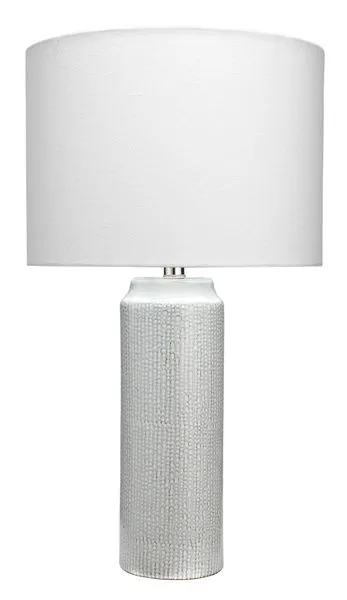 Product Image 2 for Bella Table Lamp in Light Blue Patterned Ceramic with Drum Shade in White Linen from Jamie Young