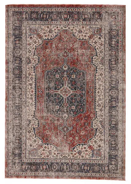 Product Image 3 for Temple Medallion Gray/ Red Rug from Jaipur 