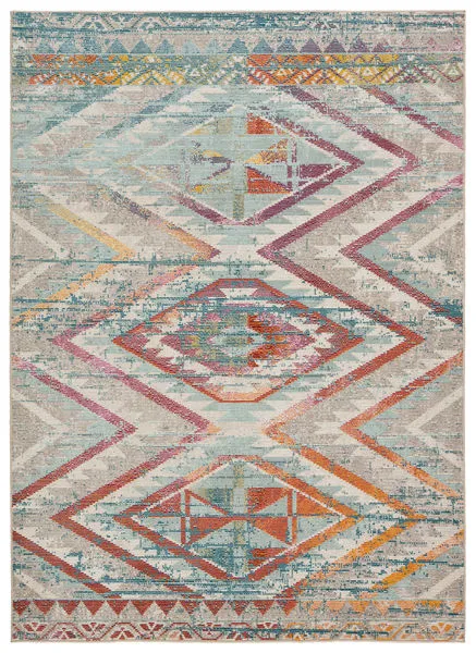 Product Image 6 for Nikki Chu By  Decca Indoor / Outdoor Tribal Light Gray / Multicolor Area Rug from Jaipur 