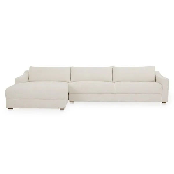 Farrow Sectional sofa in flecked oat with deep cushions, gentle arm slope, piped edges, and invisible base