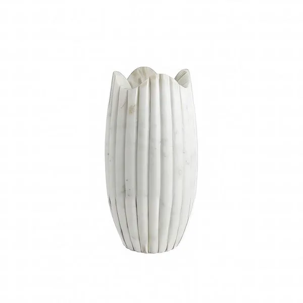 Product Image 1 for Fluted Marble White Vase from BIDKHome