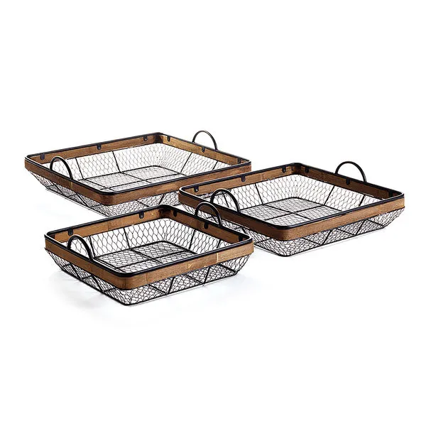 Product Image 1 for Mendocino Low Baskets With Handles, Set Of 3 from Napa Home And Garden