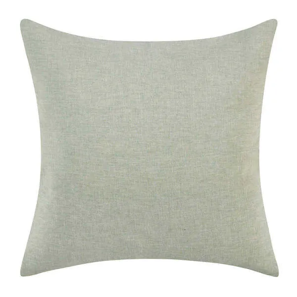 Square sham in solid light sage linen blend fabric with subtle texture