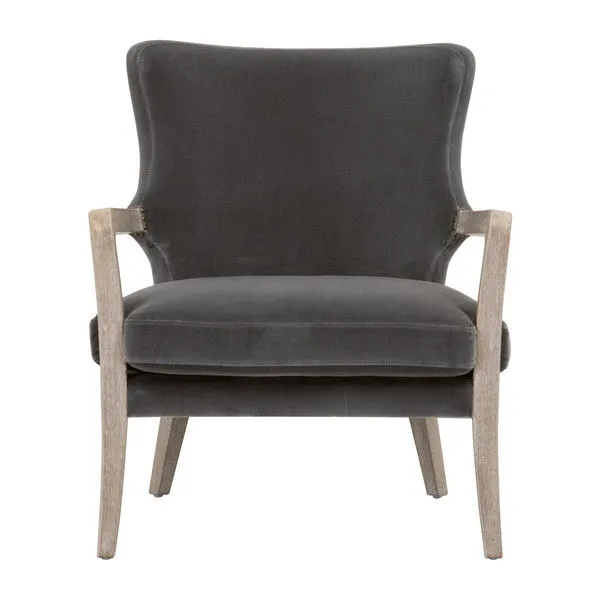 Product Image 1 for Calvin Dark Dove Velvet Solid Oak Club Chair from Essentials for Living