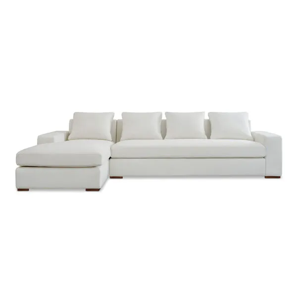 Oversized white Thomas sectional sofa with wide track arm and removable back cushions in durable polyester fabric
