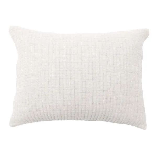 Vancouver Standard Sham in soft cream color with subtle grid stitching, made from breathable cotton
