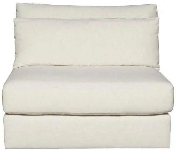 Leone Modular Sectional armless chair in Identify Ivory fabric with plush cushions and clean lines