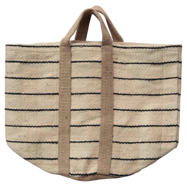 Product Image 3 for Jute Striped Bag With Handles from Creative Co-Op