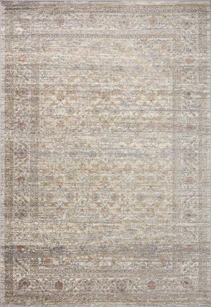 7'10" x 10' Indra Stone multi contemporary rug with muted beige, gray, and warm tones in a distressed, detailed pattern