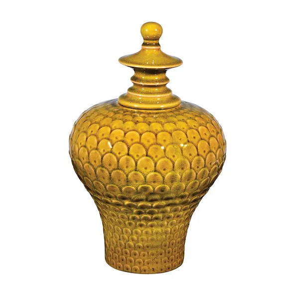 Product Image 1 for Large Lidded Ceramic Jar In Chartreuse Glaze from Elk Home