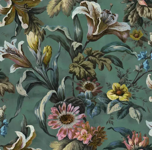 Product Image 1 for Lys Petrol Wallpaper from Graham & Brown