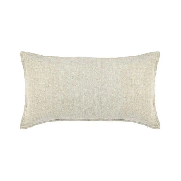 Rectangular natural cotton linen blend sham with soft beige texture and crisp mitered corners