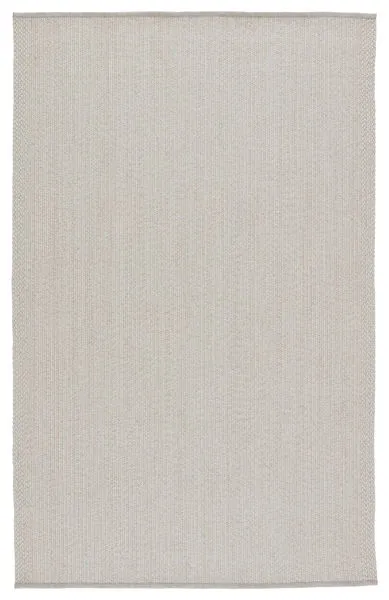 Solid light gray rectangular indoor outdoor rug with subtle handwoven texture and clean edges