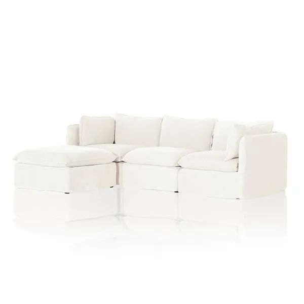 Product Image 1 for Andre Slipcover 3-Piece Sectional with Ottoman - Broadway Snow from Four Hands