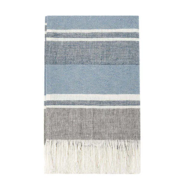 Product Image 1 for Lima 100% Belgian Linen Blue 50"x70" Throw Blanket Blanket from Classic Home Furnishings