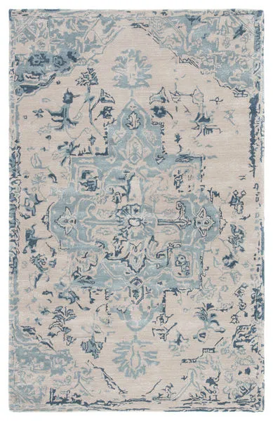Product Image 2 for Sasha Handmade Medallion Beige/ Dark Blue Rug from Jaipur 
