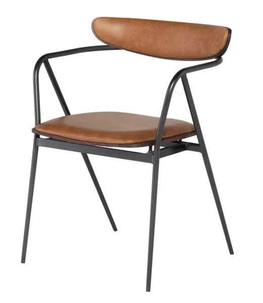 Gianni Shell Dining Chair angled view showing armrests and sleek black frame