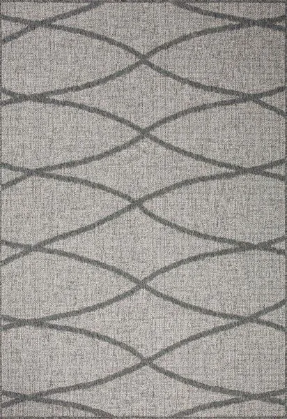 Rainier Dove/Grey Rug with neutral grey base and wavy dark grey intersecting line pattern