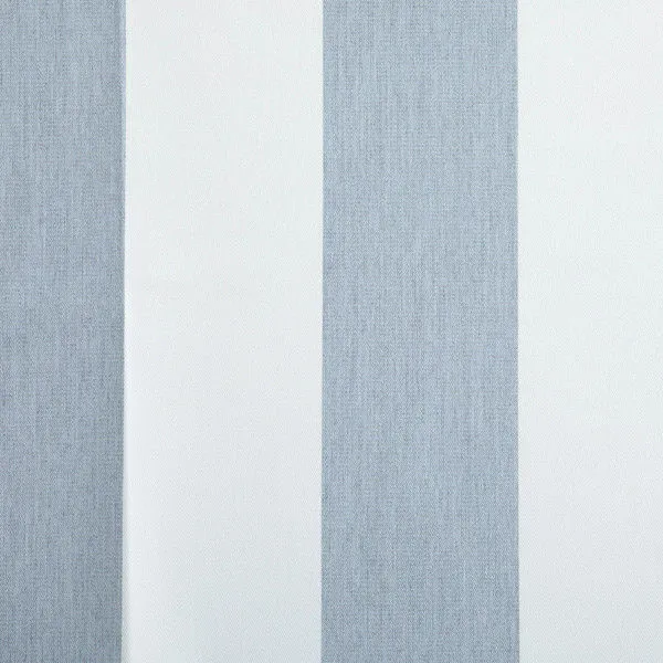 Vertical stripes pattern in alternating soft blue and off-white, textured fabric close-up