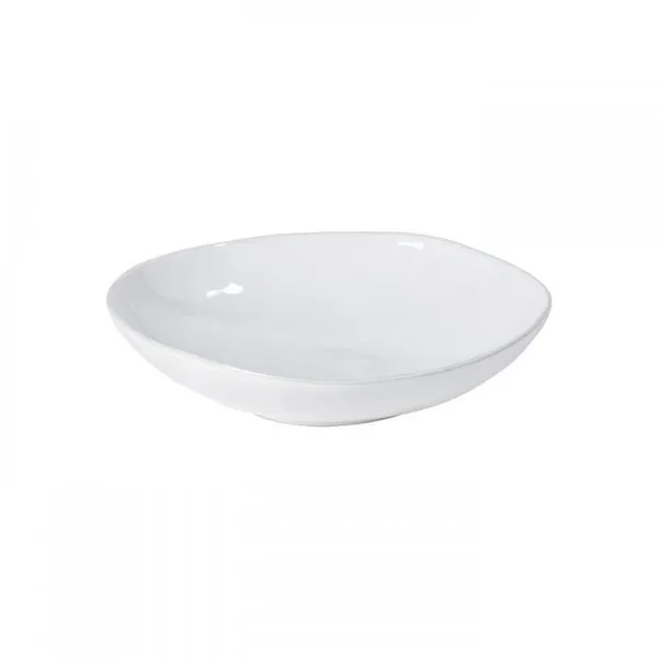 White ceramic stoneware pasta bowl with lustrous finish and gently curved edges
