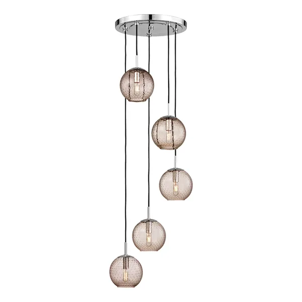 Product Image 1 for Rousseau 5 Light Pendant With Bronze Glass from Hudson Valley