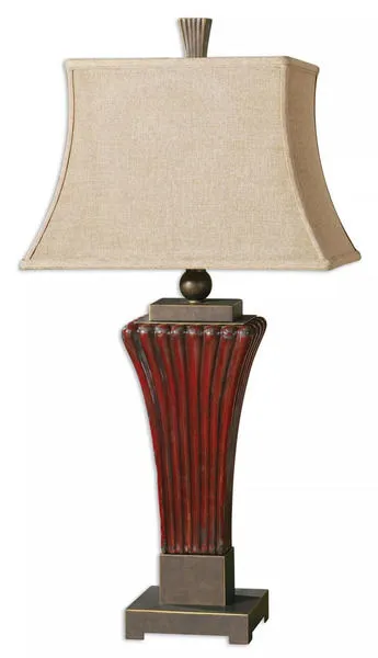 Product Image 2 for Uttermost Rosso Ribbed Ceramic Lamp from Uttermost